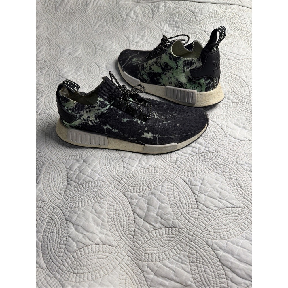 Adidas NMD R1 STLT Primeknit Green Marble Running Sneakers Men's Size 12